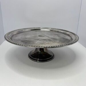 Wm Rogers Silverplate Cake Stand Pedestal Platter 12.5" Round Gadroon Edge 842